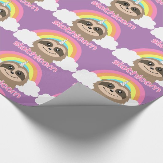Slothicorn Sleuf Unicorn Cute Wrapping Paper Cadeaupapier (Hoek)