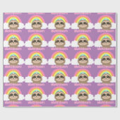 Slothicorn Sleuf Unicorn Cute Wrapping Paper Cadeaupapier (Vlak)