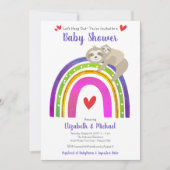 Sloths Baby shower Genderneutraal Boho Rainbow Kaart (Voorkant)