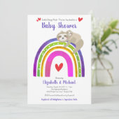 Sloths Baby shower Genderneutraal Boho Rainbow Kaart (Staand voorkant)