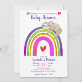 Sloths Boho Rainbow Baby shower Modern Schattige Z Kaart (Voorkant)
