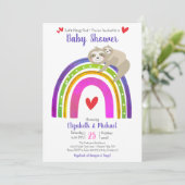 Sloths Boho Rainbow Baby shower Modern Schattige Z Kaart (Staand voorkant)