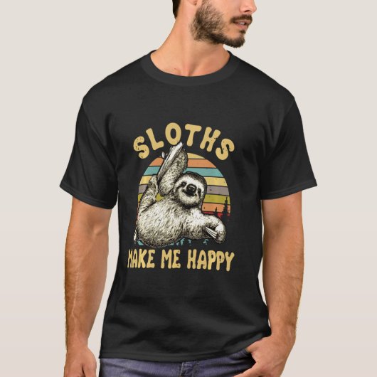 Sloths Make Me Happy Sloths So Cute Long Sleeve T-shirt (Voorkant)
