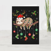 Sloths Xmas Lighting Reindeer Santa Hat Sloth Chri Kaart (Voorkant)