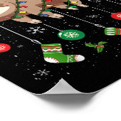 Sloths Xmas Lighting Reindeer Santa Hat Sloth Chri Poster (Hoek)