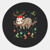 Sloths Xmas Lighting Reindeer Santa Hat Sloth Chri Ronde Sticker (Voorkant)