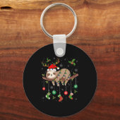 Sloths Xmas Lighting Reindeer Santa Hat Sloth Chri Sleutelhanger (Voorkant)