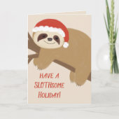 Slothsome Holiday Sloth Christmas Wenskaart Kaart (Voorkant)