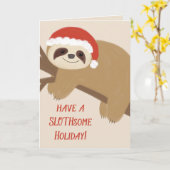 Slothsome Holiday Sloth Christmas Wenskaart Kaart (Gele Bloem)