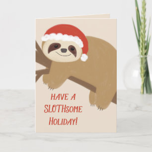 Slothsome Holiday Sloth Christmas Wenskaart Kaart
