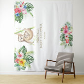 SlothTropical Floral Baby shower Foto Booth Prop Wandkleed (In situ)