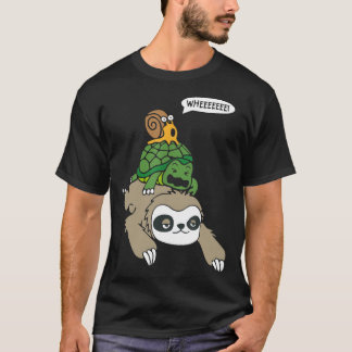 Slothurtle Snail Piggyback Animal Running boy T-shirt