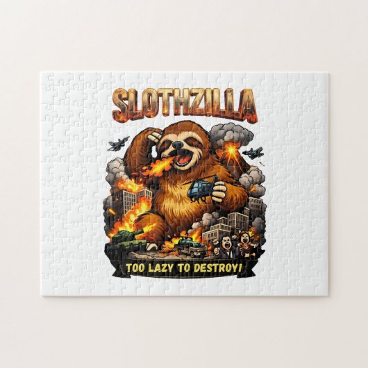 Slothzilla Too Lazy to Destroy,Funny Kaiju Monster Legpuzzel (Horizontaal)