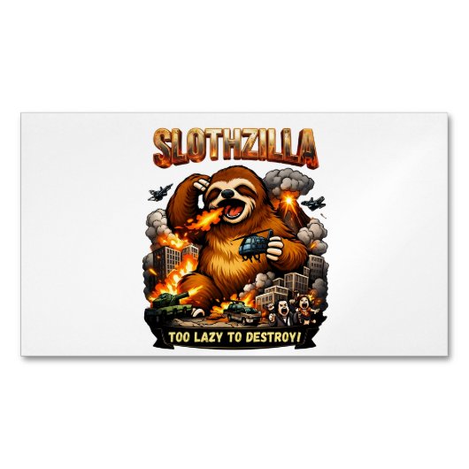 Slothzilla Too Lazy to Destroy,Funny Kaiju Monster Magnetisch Visitekaartje (Voorkant)