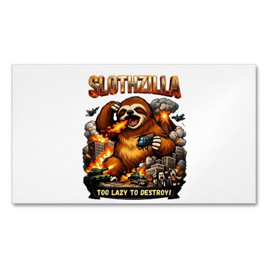 Slothzilla Too Lazy to Destroy,Funny Kaiju Monster Magnetisch Visitekaartje (Voorkant)