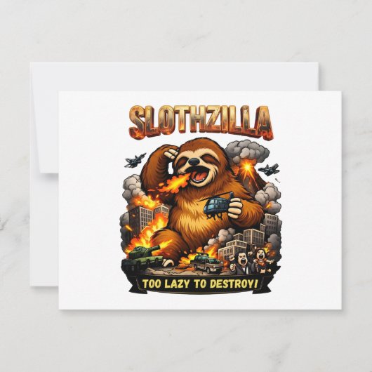 Slothzilla Too Lazy to Destroy,Funny Kaiju Monster Notitiekaartje (Voorkant)