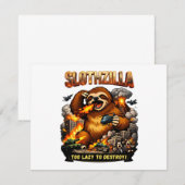 Slothzilla Too Lazy to Destroy,Funny Kaiju Monster Notitiekaartje (Voorkant / Achterkant)