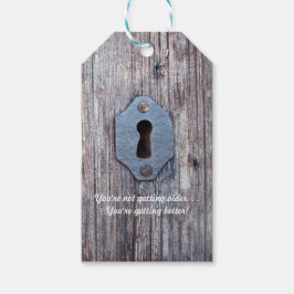  slotje op noodlijdend houten deurgeschenk Label Cadeaulabel