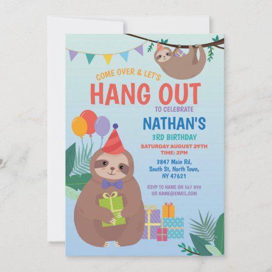 Slotpartij Birthday Cute Fun Blue Animals Kaart (Voorkant)