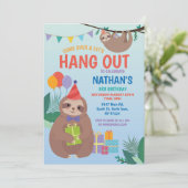 Slotpartij Birthday Cute Fun Blue Animals Kaart (Staand voorkant)