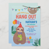 Slotpartij Birthday Cute Fun Blue Animals Kaart (Voorkant / Achterkant)