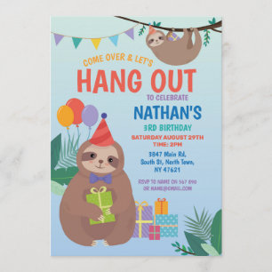 Slotpartij Birthday Cute Fun Blue Animals Kaart