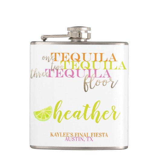 Slotpartij Fiesta Favor Tequila Bachelorette Heupfles (Voorkant)