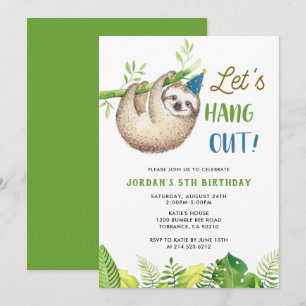 Slotpartij   Hangen Sloth Boy Birthday Party  Kaart