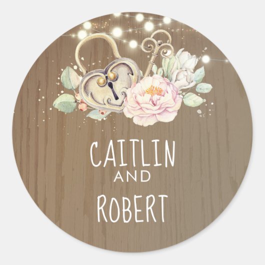  slotsleutel bruiloft ronde sticker (Voorkant)