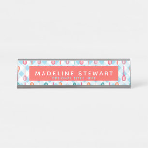 Slotted Spoons en Gingham Whimsical Persoonlijk Bureau Naambordje