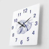 Slottekening Lithograaf #1 Blauw Vierkante Klok (Hoek)