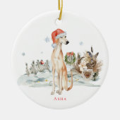 Sloughi Watercolor Hond | Monogram Keramisch Ornament (Voorkant)