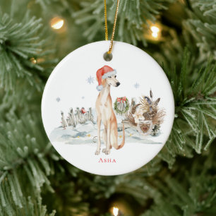 Sloughi Waterverf Dog Monogram Keramisch Ornament