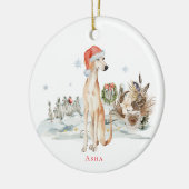 Sloughi Waterverf Dog | Monogram Keramisch Ornament (Links)