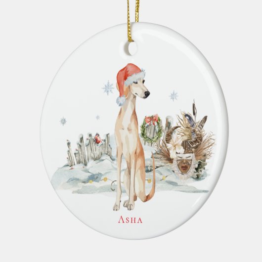 Sloughi Waterverf Dog | Monogram Keramisch Ornament (Links)