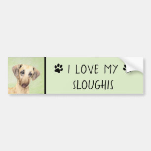 Sloughis Painting - Cute Original Dog Art Bumpersticker