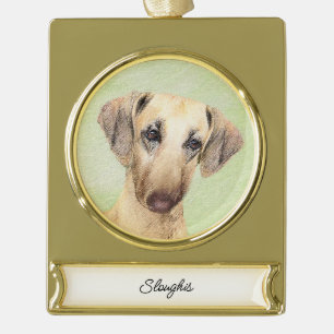 Sloughis Painting - Cute Original Dog Art Gold Pla Verguld Banner Ornament