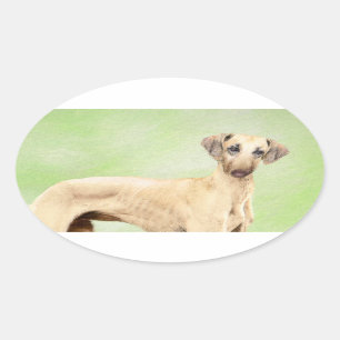 Sloughis Painting - Cute Original Dog Art Ovale Sticker