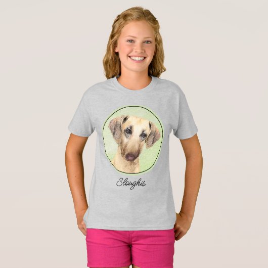 Sloughis Painting - Cute Original Dog Art T-shirt (Voorkant volledig)