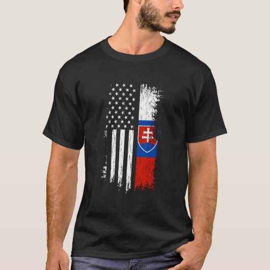 Slovak American Flag Pride Slovakia Usa T-shirt (Voorkant)