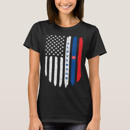 Slovak American Flag Slovakia Root Dad T-shirt (Voorkant)