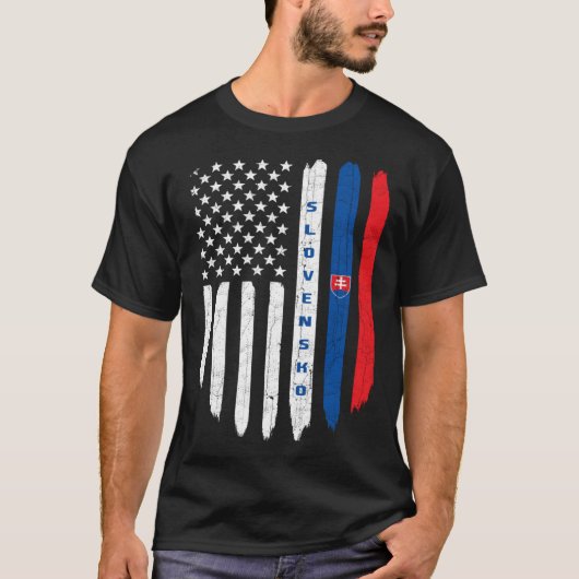 Slovak American Flag Slovakia Root Dad T-shirt (Voorkant)