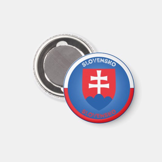 Slovakia Coat of Arms Circle Shape Magneet (Voorkant / Achterkant)