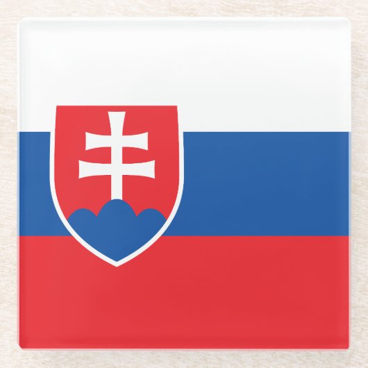 Slovakia Flag Glazen Onderzetter (Voorkant)