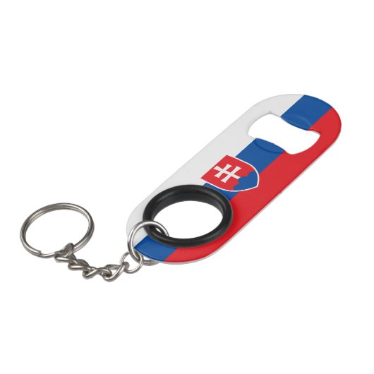 Slovakia Flag Mini Flessenopener (Voorkant Gekanteld)