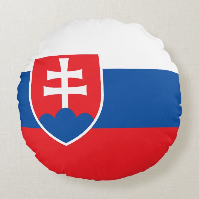 Slovakia Flag Rond Kussen (Voorkant)