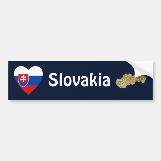 Slovakia Vlag Hart + Landkaart Bumpersticker (Voorkant)