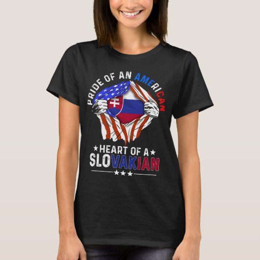 Slovakian American Foreign Slovakia Flag T-shirt (Voorkant)