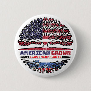 Sloveens - Amerikaans - Verenigde Staten - vlag va Ronde Button 5,7 Cm