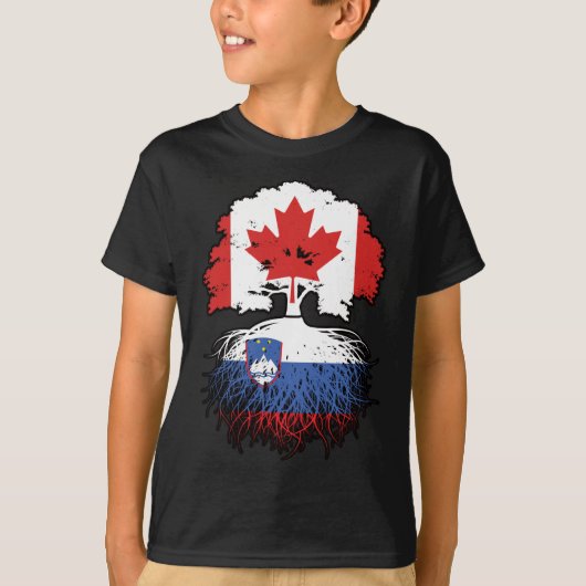 Sloveense Canadese vlag over bomen in Canada T-shirt (Voorkant)